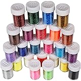 Teenitor Fine Glitter, 24 Jars Glitter for Resin Art Crafts, Tumbler Scrapbooking, Body Nail Glitter