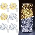 6 Pack Fairy Lights Battery Operated 7ft 20 LED Mini String Lights Twinkle Lights Silver Wire Firefly Starry Lights for Mason Jars Wedding Party Christmas Centerpiece Decor, Warm White & Cool Whtie