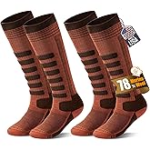 SAMSOX 2-Pair Merino Wool Ski Socks, Made in USA Over-the-Calf Skiing and Snowboarding Socks for Men & Women (Ashland)