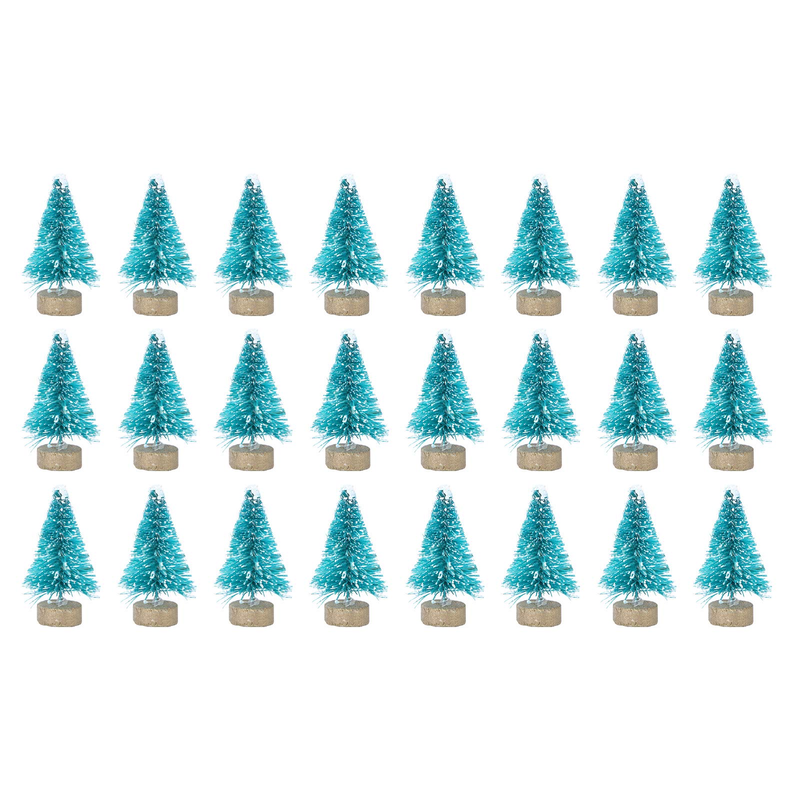Amosfun 24pcs Tiny Christmas Tree with Wooden Base 4cm Mini Pine Trees Artificial Sisal Snow Trees Mini Craft for DIY Craft Christmas Party Home Decoration (4cm)