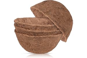 DECORLIFE 4PCS Coco Liners for Hanging Baskets, 10-Inch Coconut Fiber Planter Liners, Natural, Thick and Sturdy