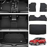 Floor Mats & Trunk Mat for 2020-2024 2025 Kia Soul All Weather TPE Protection Floor Liners Full Set with Cargo Liner for 2020 2021 2022 2023 2024 Kia Soul Accessories (Lower Floor of The Trunk)