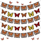 17 Pcs Dia De Los Muertos Decorations Monarch Butterfly Felt Banner | Day of the Dead, Plastic Butterflies, Papel Picado, Ofrenda Display, Fiesta Decor