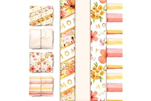 NICROHOME EUR 24 Sheets Yellow Floral Mother’s Day Tissue Paper, Vibrant Flower Gold Foil Design Wrapping Paper for Gifts, Bags, DIY Crafts