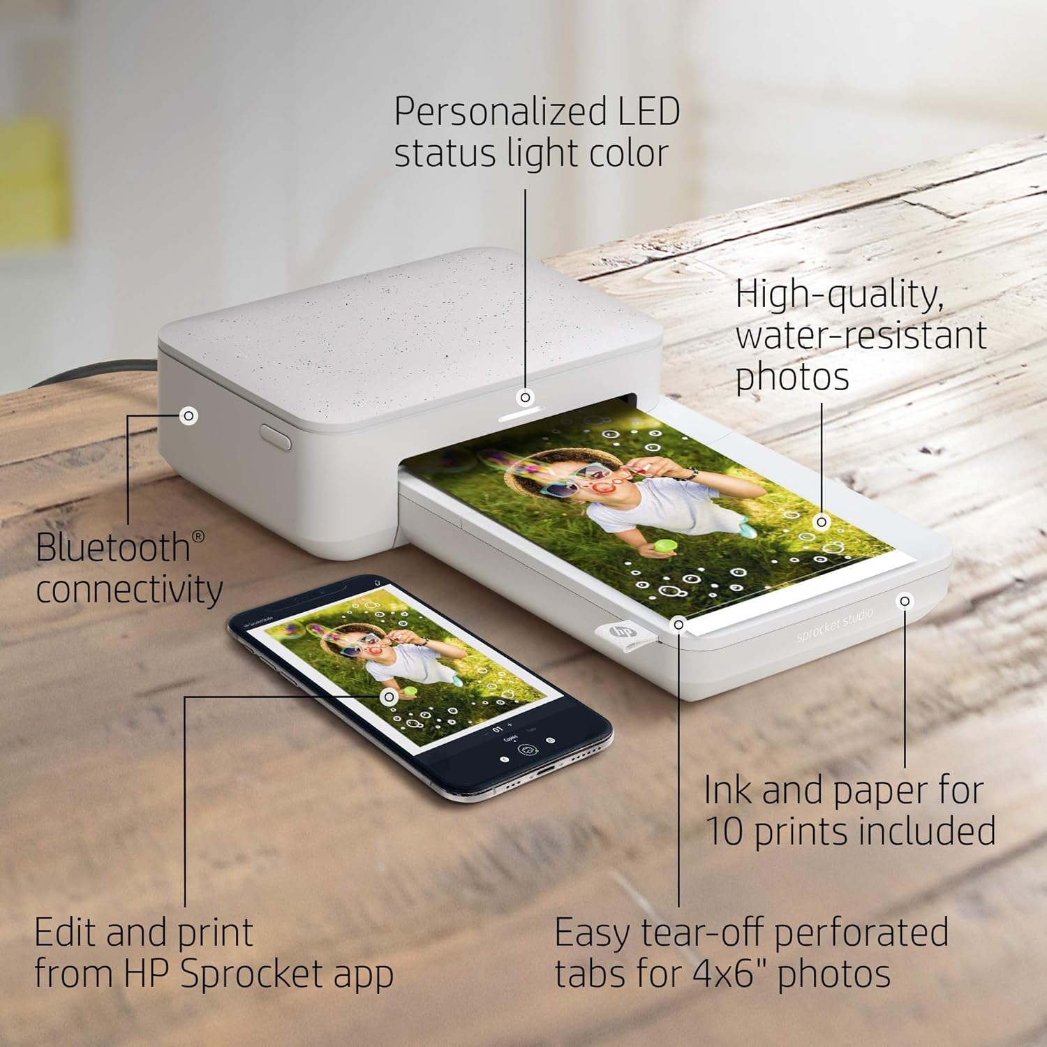 HP Sprocket Studio Photo Printer Bundle w/ Ink Cartridge, 3MP72A See