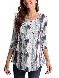 BAISHENGGT Women's 3/4 Sleeve Tunic Tops Floral