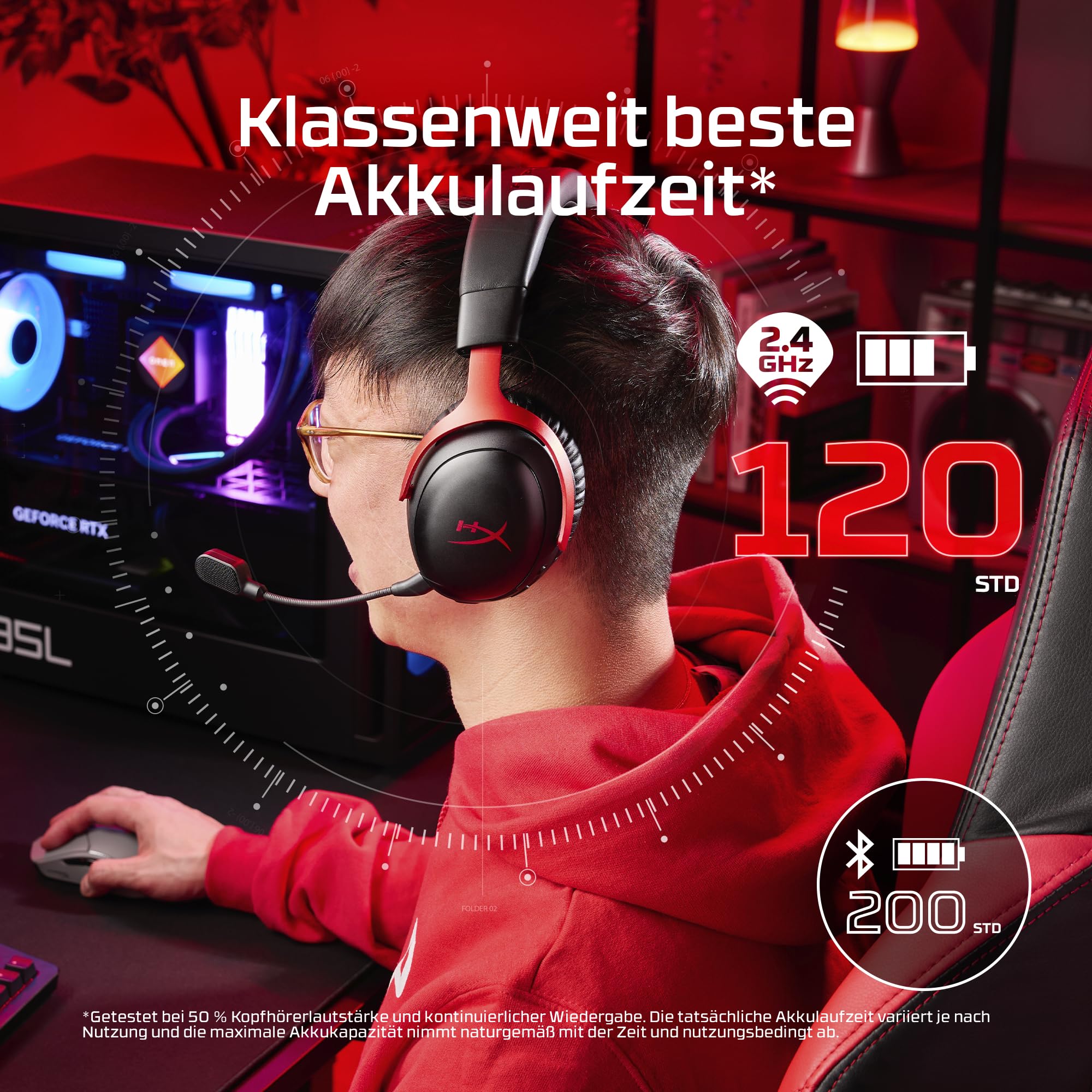 HyperX Cloud III S – Kabelloses Gaming-Headset, Multiplattform, 2,4 GHz, Bluetooth, Akkulaufzeit bis zu 120 Stunden, 2,4 GHz, 53-mm-Neigungstreiber, 10-mm-abnehmbares Mikrofon – Schwarz 5