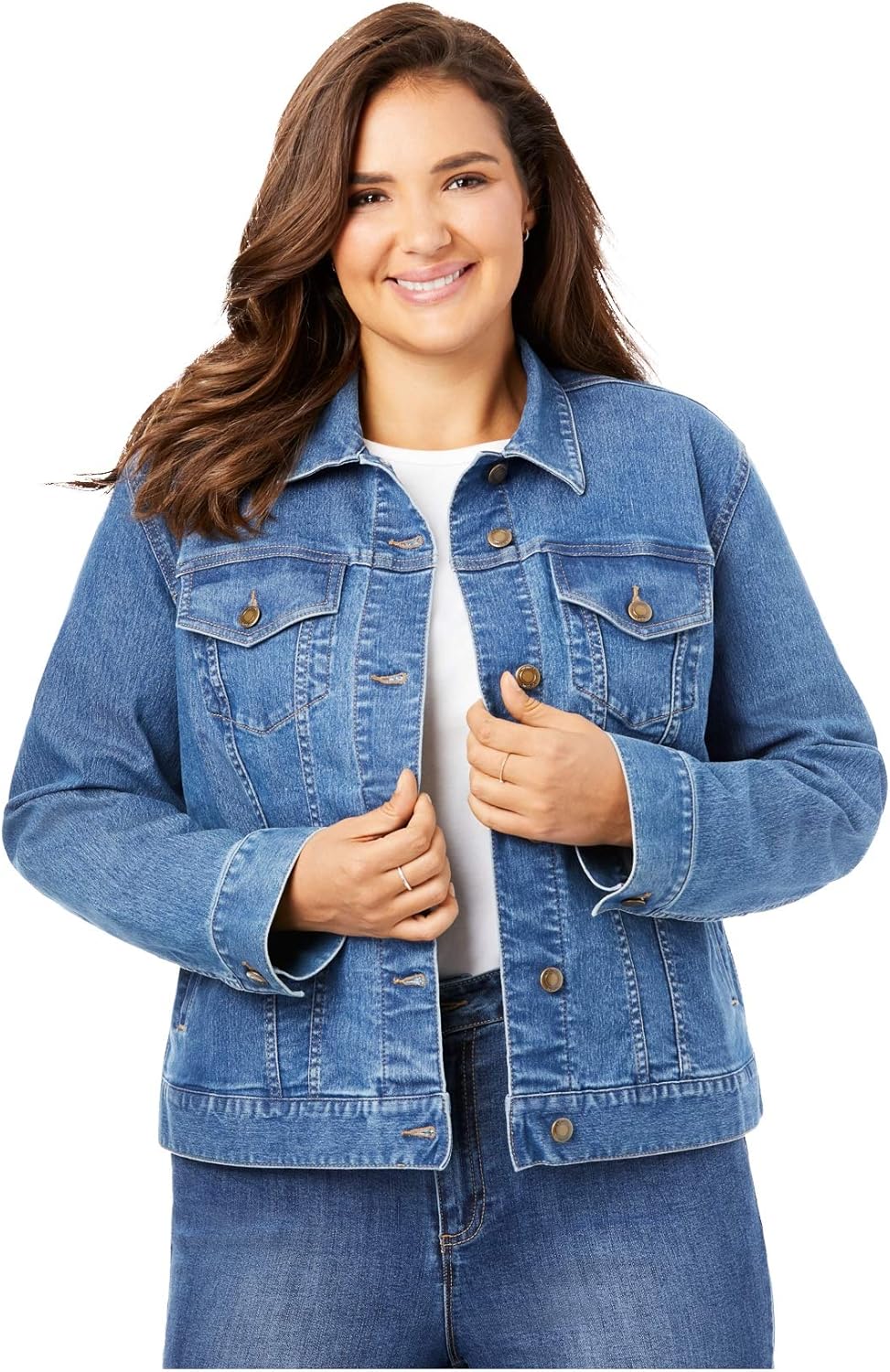 woman within denim jacket