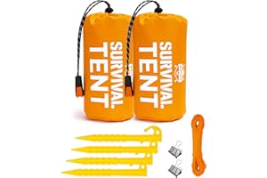 Monterra Emergency Tent, 2 Person Survival Shelter, Thermal Mylar, Waterproof, Outdoor Camping Gear and Equipment, Survival Kits, Compact Bivvy Tarp, Includes Paracord and Accessories.