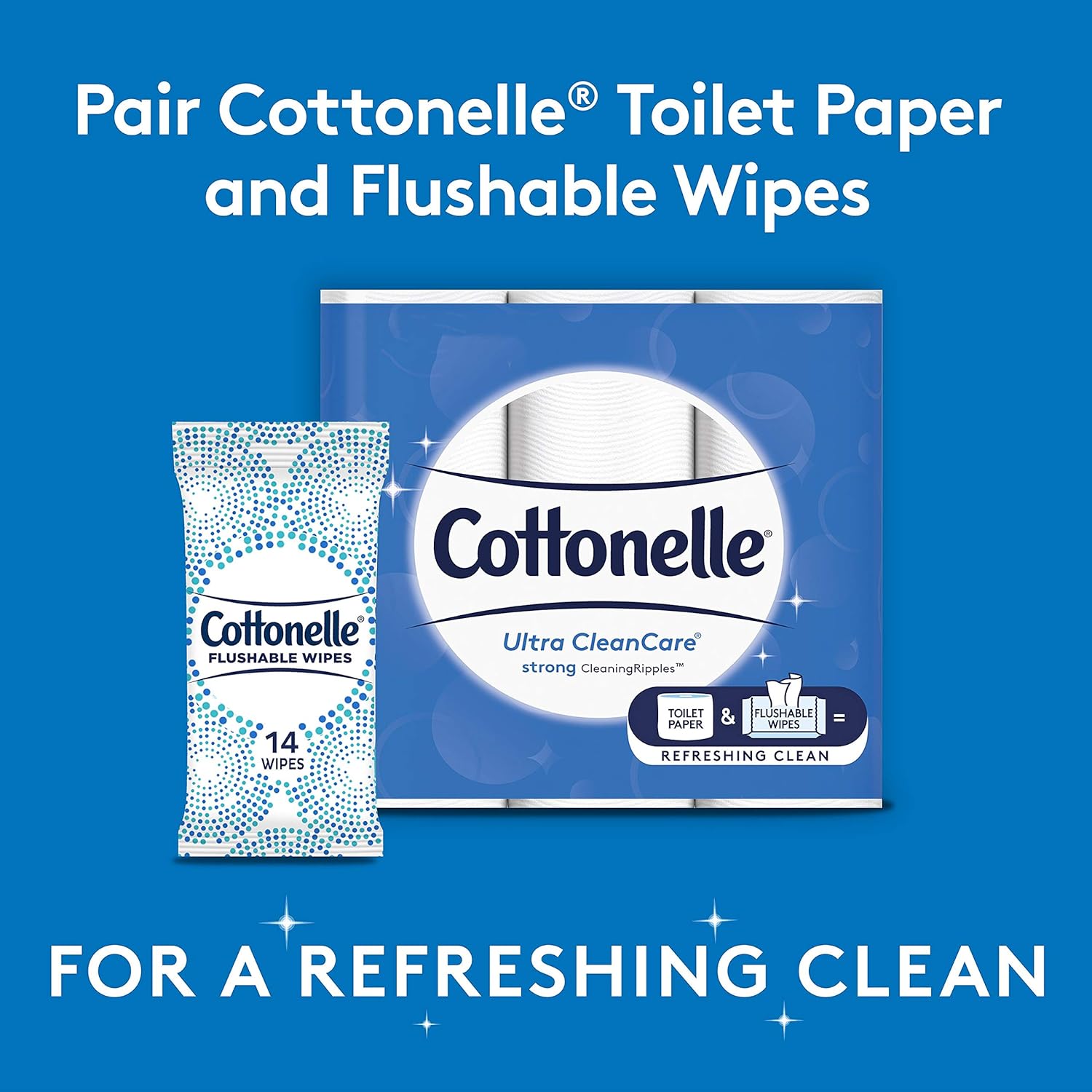 Cottonelle Flushable Wipes, 2 Trays of 12 Individually Wrapped Packs