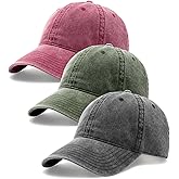 FURTALK 3 Packs Unisex Vintage Washed Cotton Distressed Baseball Cap Low Profile Adjustable Dad Hat