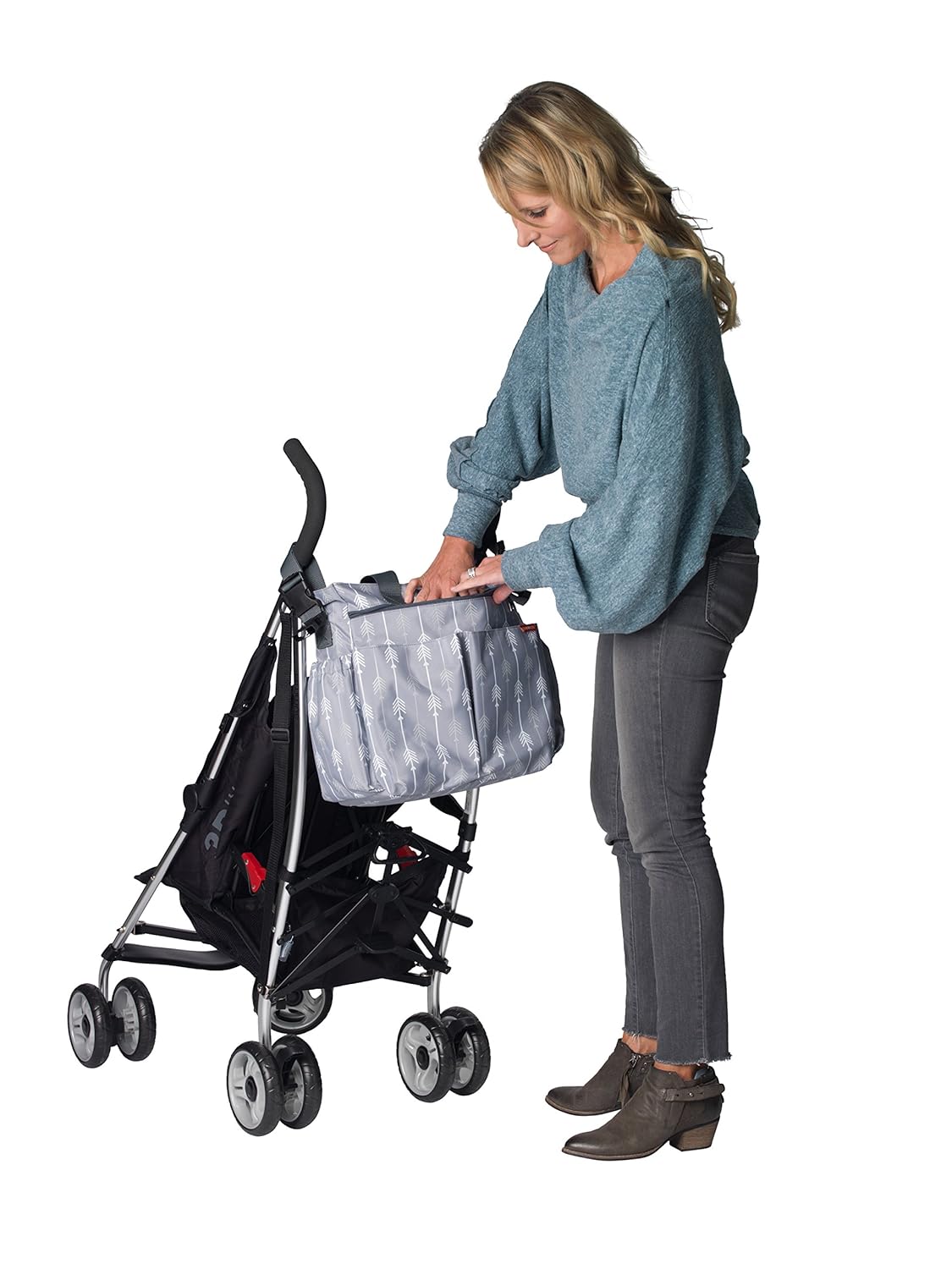 JESSIE & JAMES Saturday - Borsa Zaino Per Pannolini A Scomparsa Con Fasciatoio E Clip Per Passeggino, Pelle Vegana - 5