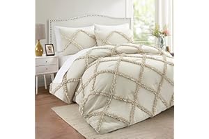 Bonlino Comforter Set King Size Bedding – 3 Piece Farmhouse Bedding Set Cover Ruffle & Lightweight Comforter and Pillow Case Vintage Bedding for Bedroom as Chic Luxury Comfort Wheat