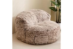 BYBYME Giant Bean Bag Chair, Faux Fur Bean Bag Couch with Filler Large Living Room Bean Bag Chairs for Adults, Big Lazy Sofa Accent Chair with Pocket Floor Chair