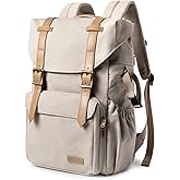 BAGSMART Camera Backpack, DSLR Camera Bag, Waterproof Camera Bag Backpack for Photographers, Fit up to 15" Laptop with Rain Cover and Tripod Holder, Ivory White