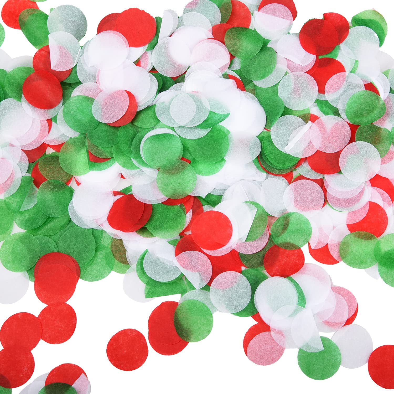 Jomnvo 3000 Pieces Christmas Round Tissue Confetti Red Green White Round Paper Confetti for Parties Christmas Birthday Wedding Balloon Table Decoration (Red Green White)