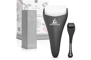PUR Botanicals Derma Roller & Ice Roller 2 in 1 for Beard Hair Skin Face 540 Titanium.25mm - Self Care Gifts Facial Skin Care Tools…