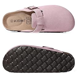 KIDMI Women's Genuine Suede Clogs Cork Footbed