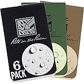 Rite in the Rain Weatherproof On The Go Wallet Notebook, 2" x 3.375", 2 Each Tan, Green, Black Cover, Blank Pages, 6 Pack (No. OTG-TACL)