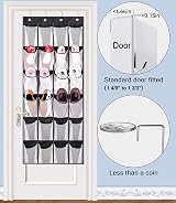 MISSLO Hanging Shoe Rack Over Door Organizer 24 Mesh Pockets Black view 3