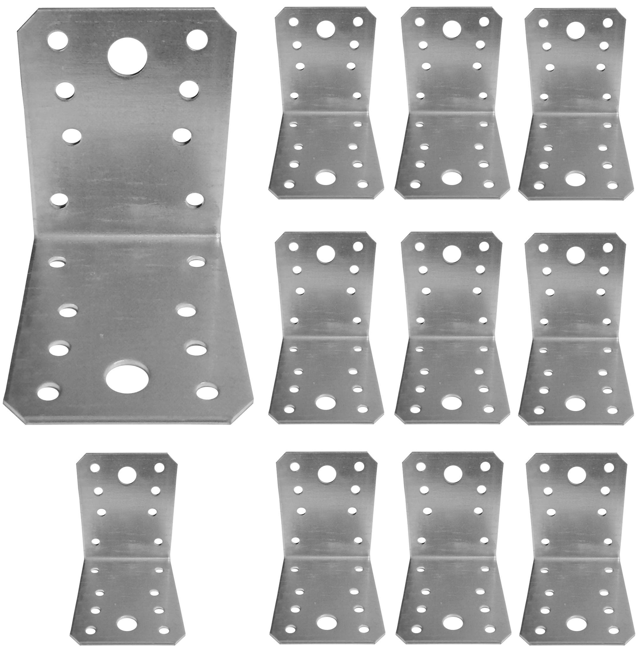Corner Braces Brackets Plates, Heavy Duty Wooden Angle,I Metal Steel Sheet Galvanised I 2,75" x 2,75" x 2,17" x 0,08" (70 x 70 x 55 x 2mm) Pack of 10psc