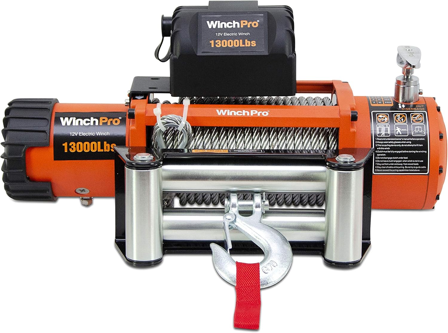 WinchPro - Cabrestante Eléctrico 12V 5900kg/13000lbs, 26m De Cuerda De Acero, 2 Mandos A Distancia Incluidos (1 Inalámbrico, 1 De Cable), Para Offroad, 4x4, Grúas
