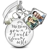 Gutsy Goodness Memorial Wedding Bouquet Charm Missing You 2 Picture Frames Walk Down Aisle Vintage Bronze Silver Glass Pendant Jewelry Bead Loving Keepsake for Bride DIY Photo Template
