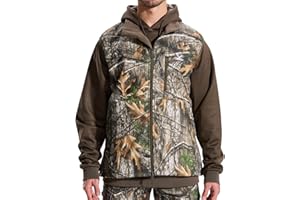 LOOGU Mens Camo Hunting Vest Fleece Lined Water Resistant Outdoor Fishing Outwear