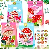 JeVenis 12 PCS Mushroom Party Favors Bags Red Toadstool Party Boxes Wild Mushrooms Party Supplies Fairy House Party Favors Bags