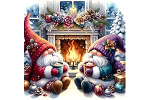 MYBISYMQQ Christmas Gnome Stamped Cross Stitch Kits Gnome Cross Stitch Patterns,Dimensions Cross Stitch Kits Embroidery Kit Arts and Crafts for Beginners 13.7x13.7 inch