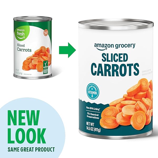 AMAZON GROCERY, CANNED SLICED CARROTS, 14.5 OZ