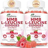 GlaGmrry 2 Pack HMB and Leucine Gummies, 3500mg HMB & Leucine Amino Acid for Muscle Growth, Muscle Relief, HMB Supplements for Men & Women, Vegan, Non-GMO, Raspberry Flavor, 120 Count