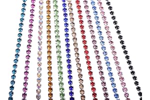 KAOYOO 12 Yards Crystal Rhinestone Chain Trim Mixed for DIY,Sewing,Crafts,Decoration(1 Yard for Each Color,SS12/3.0mm/0.12")