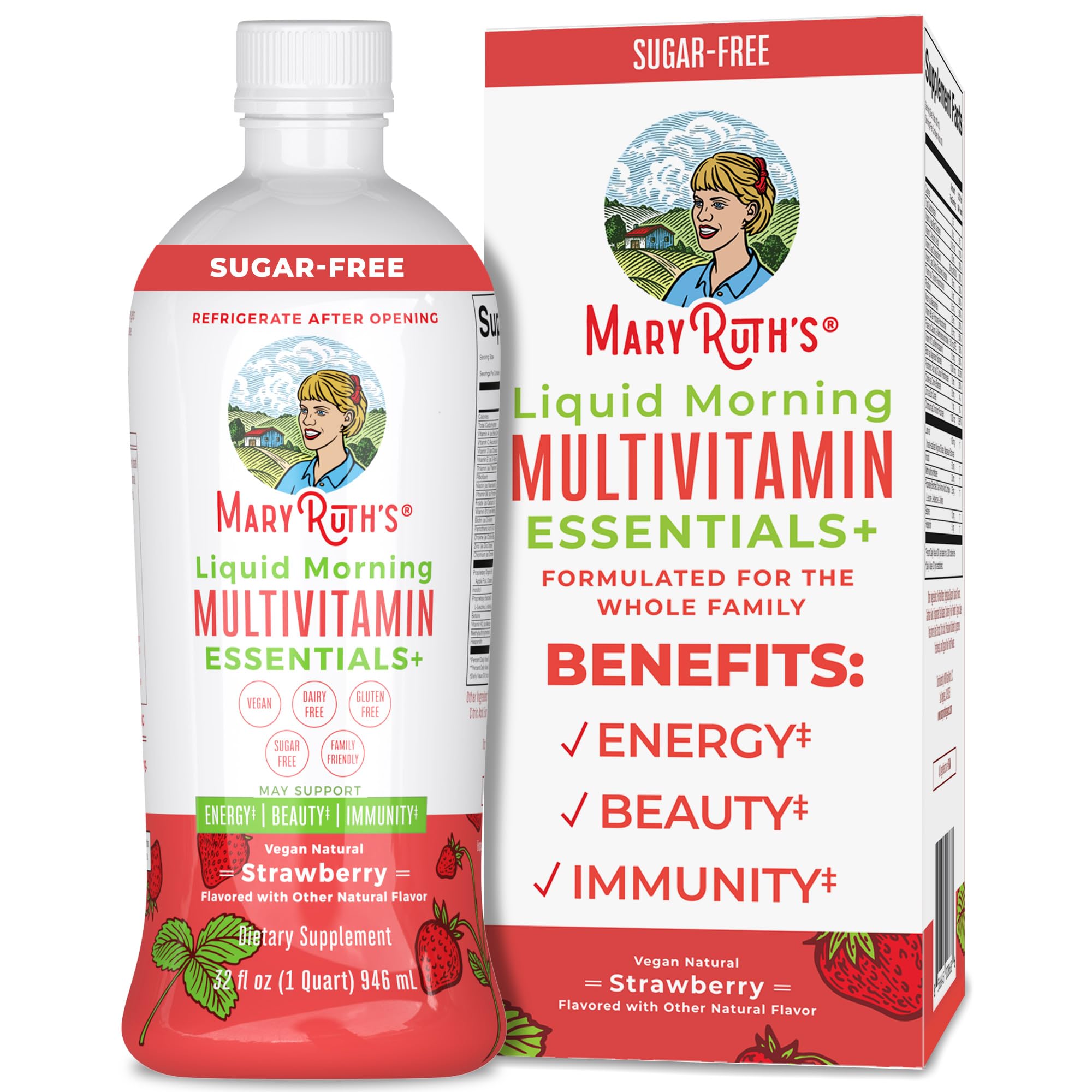 Multivitamin Multimineral for Women Men & Kids by MaryRuth's | No Added Sugar | Vegan Liquid Vitamins for Adults & Kids | Mens, Womens Multivitamin | Energy & Beauty Booster | Non-GMO | 32 Fl Oz