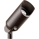 Kichler 12V LED Landscape Spotlight Light, Textured Bronze | Adjustable cowl directs precise uplighting for trees and architectural accents (2.5" x 6"), 15384AZT