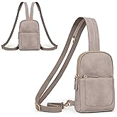 UTO Sling Bag for Women Crossbody Trendy Chest Belt Bag Convertible Backpack Purse with Wide Shoulder Zip Straps