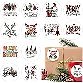 Christmas Stickers for Cards Crafts Envelope Seals Elegant Large 3 Inch Round Merry Christmas Holiday Patterns Label Card Stickers for Envelopes Xmas Gifts Presents Bag (let60)