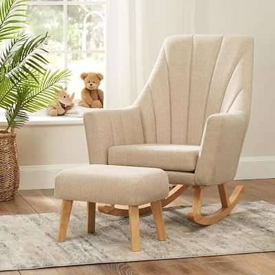 Tutti Bambini Jonah Baby Rocking Chair with Foot Stool Stone