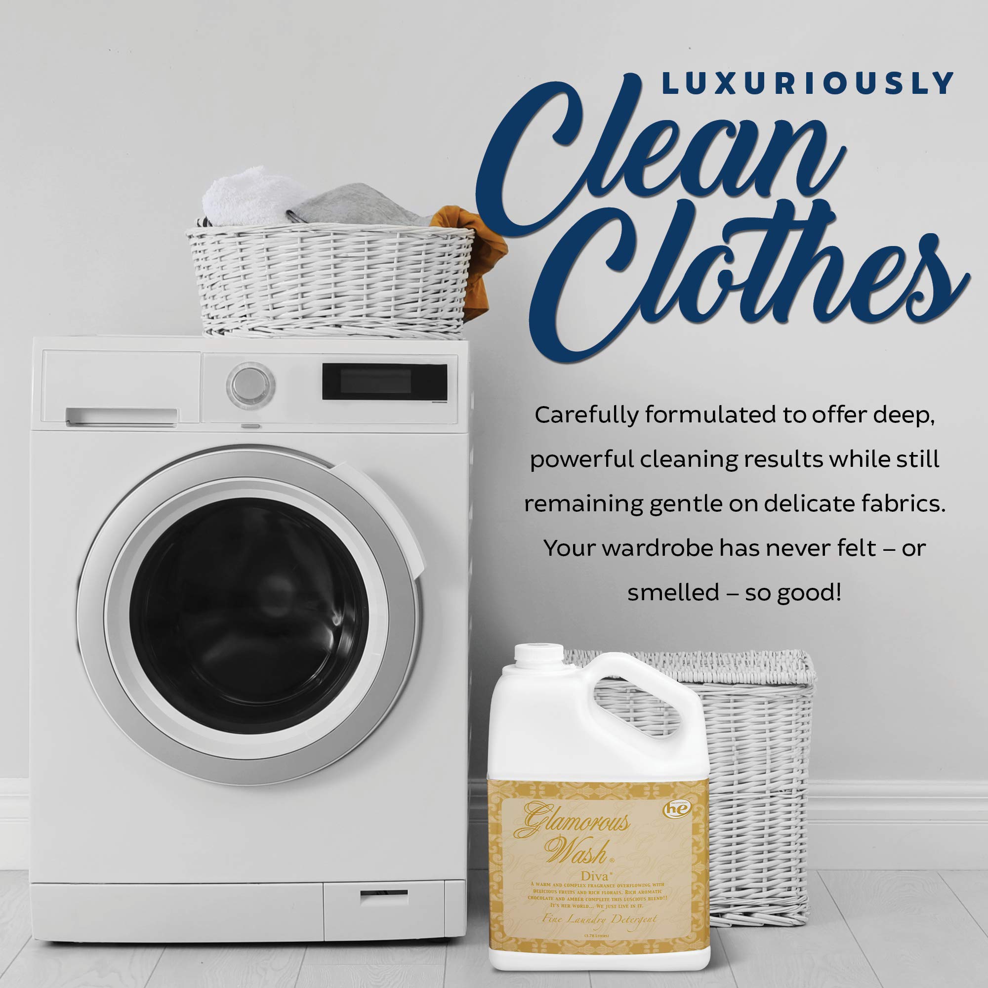 Tyler DIVA Glamorous Wash Laundry Detergent - 1 Gallon - With Olivi Stain Remover Pen - Fresh Scented Sachet - Laundry Detergent For Washing