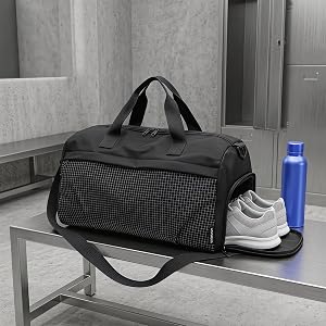 Waterproof Gym Bag with Shoe Compartment Dry Wet Separation Sports Duffel Bag Large Travel Weekender for Men and Women-Black