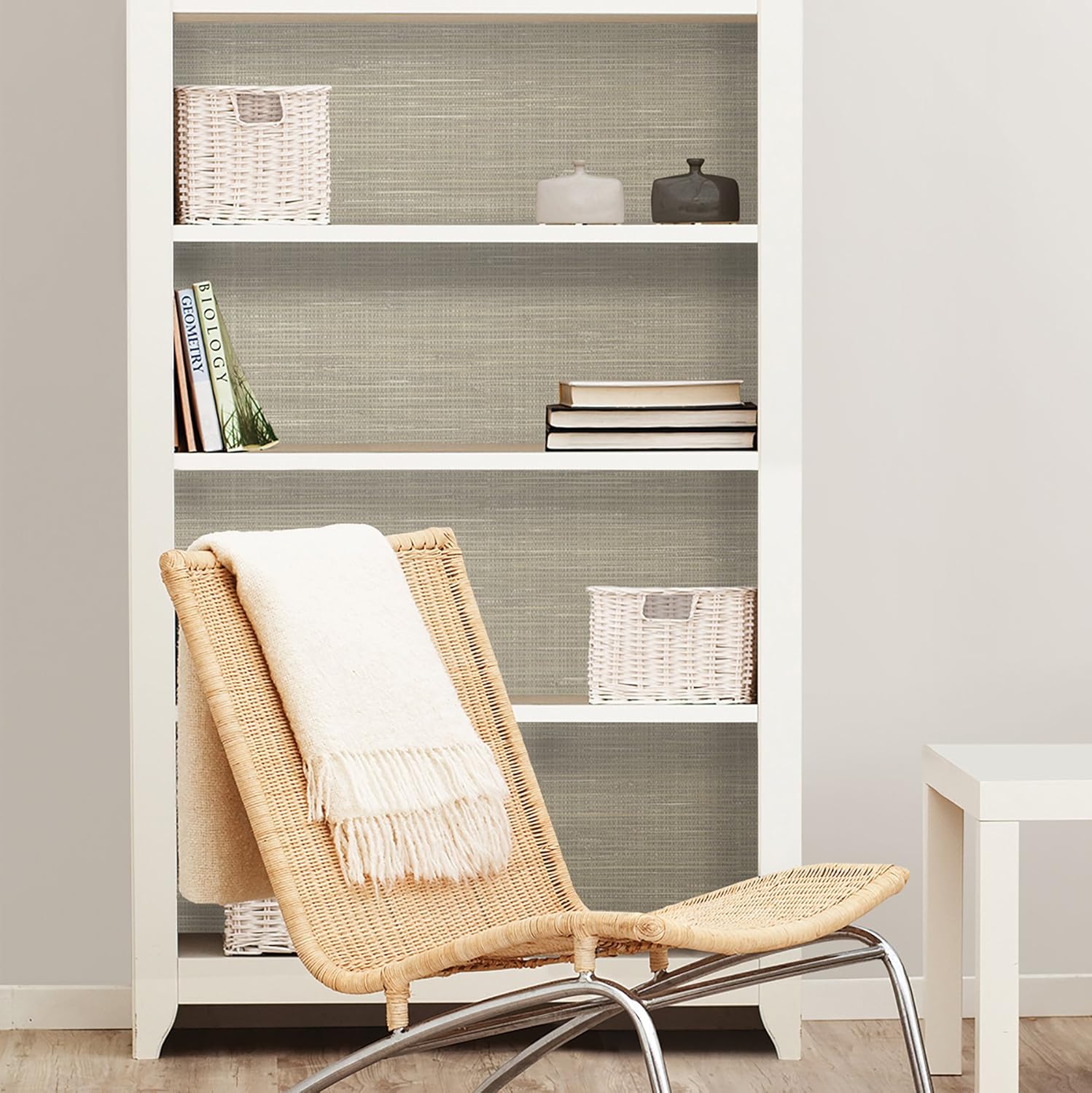 NuWallpaper NU2215 Wheat Grass Cloth Peel and Stick Wallpaper, Neutral, 52.1 x 548.6 cm - Image 4