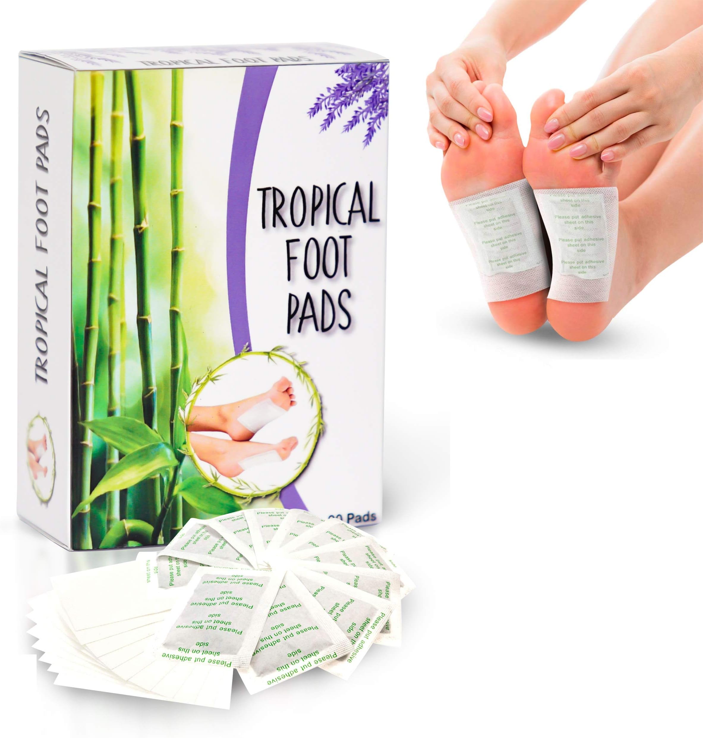 Foot Pads | Production Date: 2019 | Pure Bamboo Vinegar Extract | All Natural & Premium Ingredients for Best Results | Apply, Sleep & Feel Better - 20 PCS