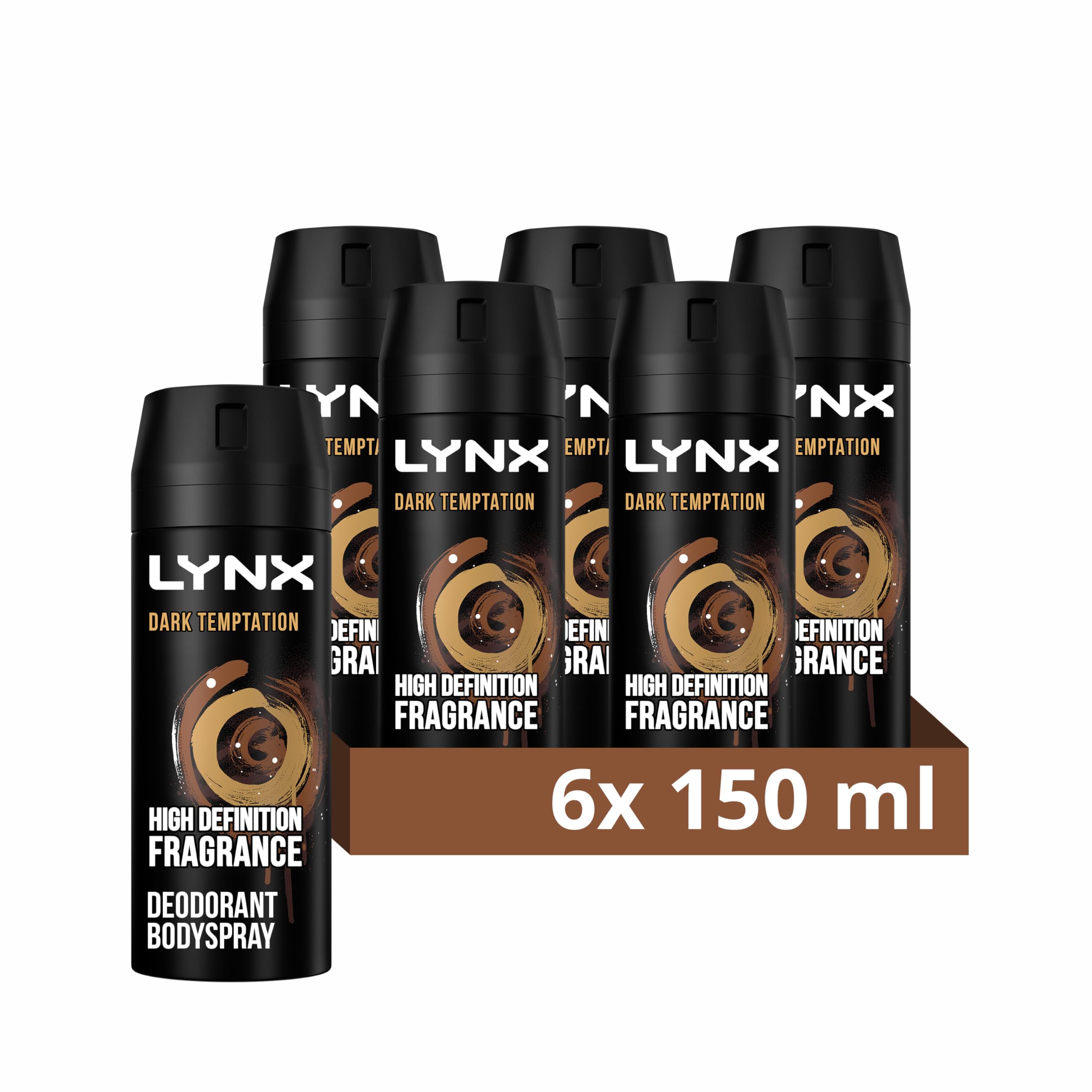Lynx Dark Temptation Body Spray Deodorant pack of 6 150 ml