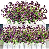 obbsie 12 Bundles Artificial Daisies Flowers Outdoor UV Resistant Fake Silk Daisy Mums Flowers No Fade Faux Greenery Plants for Home Wedding Garden Window Box Outdoor Planters Spring Decor - Purple