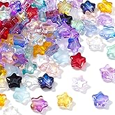 Incinkod 100 Pcs Star Beads Glitter Star Pony Beads Shapes for Friendship Bracelet, Large Hole Kandi Bead for Hair Braids, Jewelry Making (Multicolor)