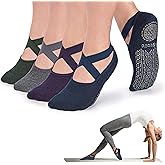 Ozaiic Pilates Socks for Women Non Slip Grip, Yoga Socks with Grippers for Barre, Hospital, Ballet, Dance, Barefoot Workout