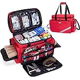 Trunab First Aid Bag Empty, Professional Medical Bag Emergency Responder Trauma Bag with Inner Dividers and Anti-Slip Bottom, Ideal for EMT, EMS, Paramedics