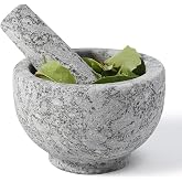 Koville 5 Inch 1.5 Cup-Capacity Mortar and Pestle Set - Heavy Natural Granite Spice Grinder Bowl, Unpolished Heavy Granite fo