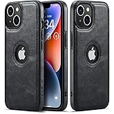 Casus Logo View Compatible with iPhone 14 Plus Case Slim Premium Vegan Leather Classic Luxury Elegant Thin Cover (2022) 6.7" (Black)