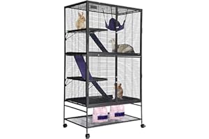 Garvee Metal Small Animal Cage,64 in H Ferret Cage for Small Animals - 4 Tier Large Hamster Cage with Removable Ramp, Hammock, Extra Storage Stand,Removable Tray for Ferret, Chinchilla, Hamster
